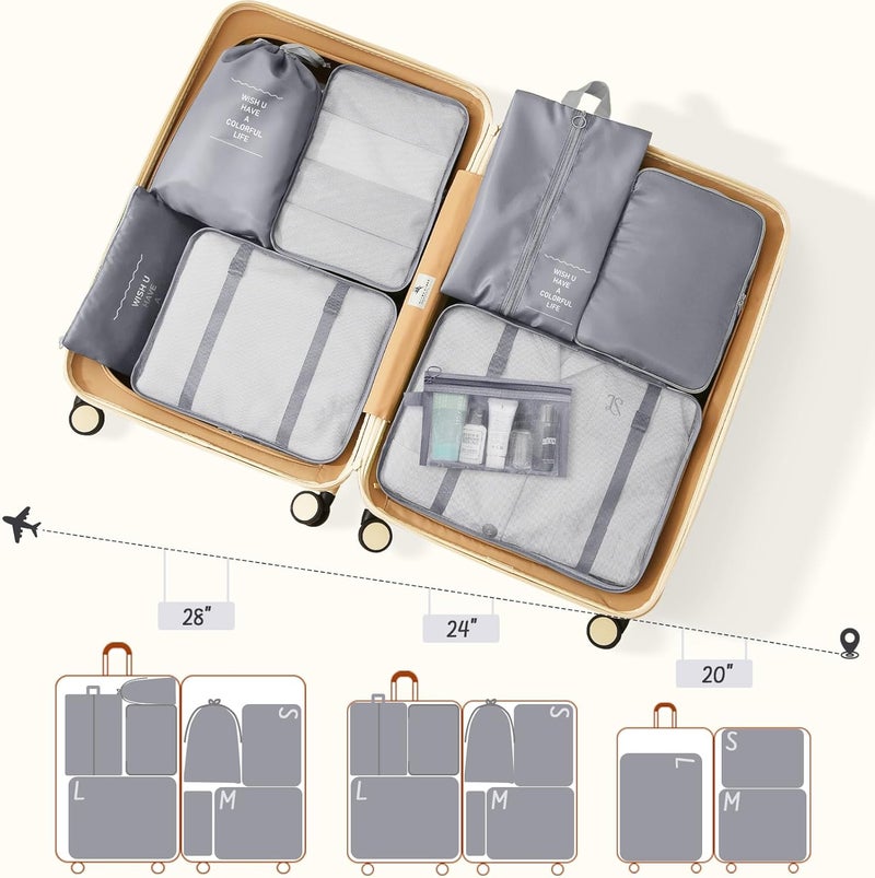 YEEYAA 8 Set Packing Cubes for Travel Luggage Organizer Bags for Family, Mesh Packing Cubes for Suitcases, Travel Essentials Bags Set for Women & Men - Image 2